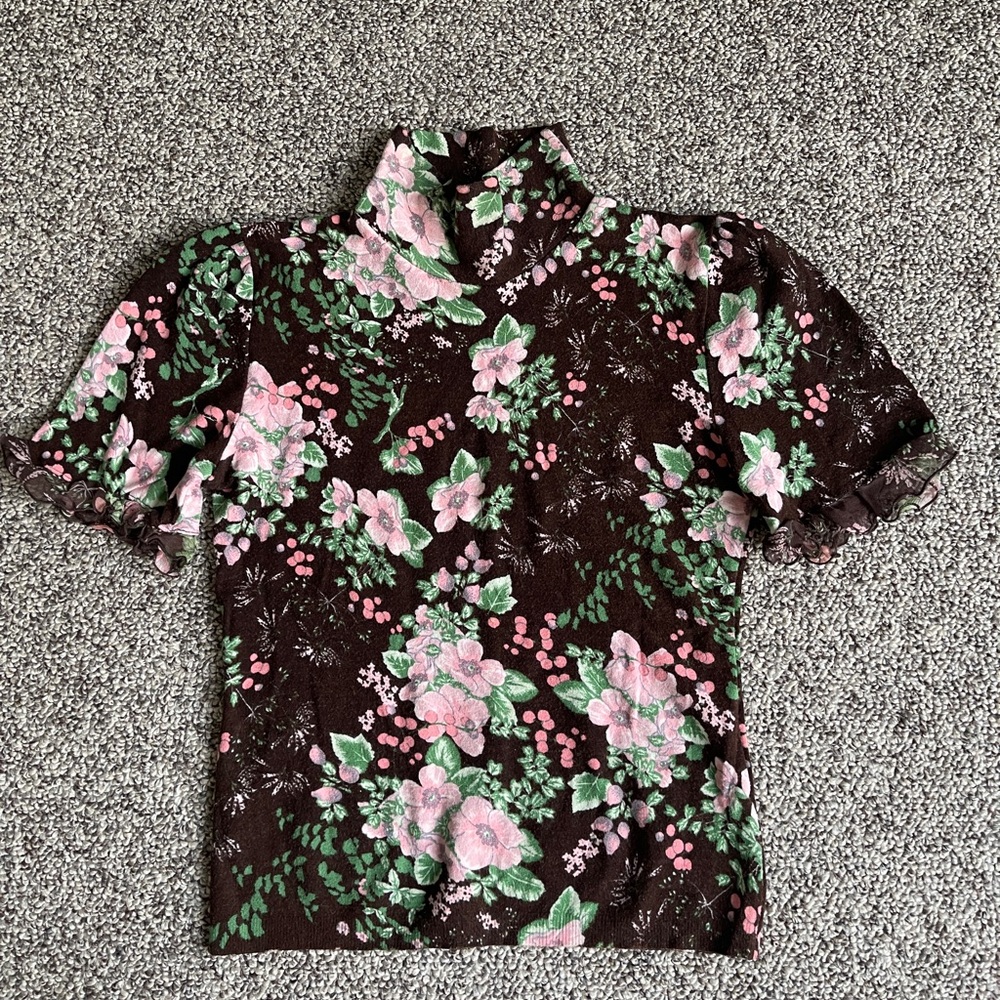 Blumarine Blugirl Brown Floral Knit Top Blouse 40 S